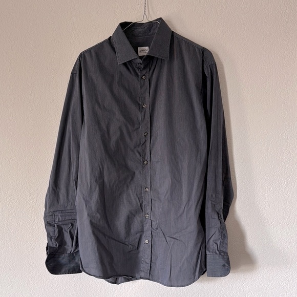 Armani Collezione Blue & White Pinstripe Button Down - Picture 1 of 8